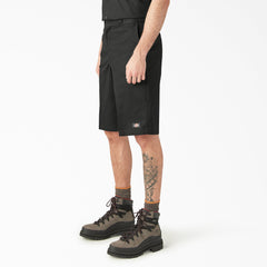 Loose Fit Flat Front Work Shorts, 13"