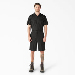 Loose Fit Flat Front Work Shorts, 13"