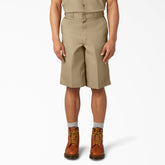 Loose Fit Flat Front Work Shorts, 13"