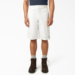 Loose Fit Flat Front Work Shorts, 13"