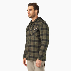Water Repellent Flannel Hooded Shirt Jacket