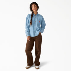Women's Lightweight Long Sleeve Denim Shirt