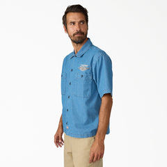 Dickies x Harley-Davidson® Boxy Fit Chambray Embroidered Work Shirt