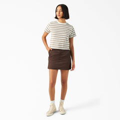 Women's Large Striped Cropped Pocket T-Shirt