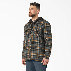 Water Repellent Flannel Hooded Shirt Jacket