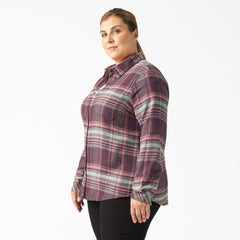 Women's Plus Long Sleeve Plaid Flannel Shirt