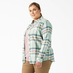 Women's Plus Long Sleeve Plaid Flannel Shirt