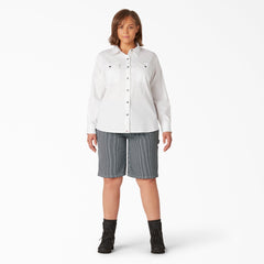Women's Plus Long Sleeve Roll-Tab Work Shirt