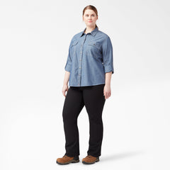 Women's Plus Chambray Roll-Tab Work Shirt