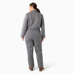 Women's Plus Relaxed Fit Long Sleeve Hickory Stripe Coveralls
