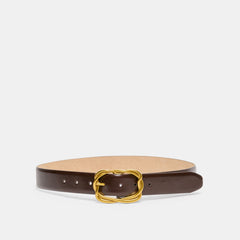 BRAIDED BUCKLE BELT MAHOGANY GOLD