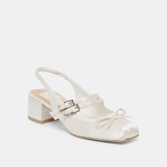 LORIS HEELS TRUE WHITE SATIN