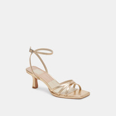 MANJI WIDE HEELS LIGHT GOLD METALLIC LEATHER