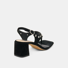 YVES STUD HEELS ONYX SUEDE