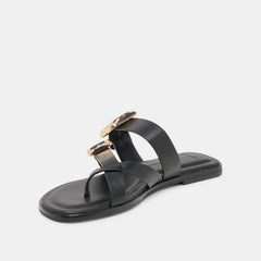 SHORE SANDALS BLACK LEATHER