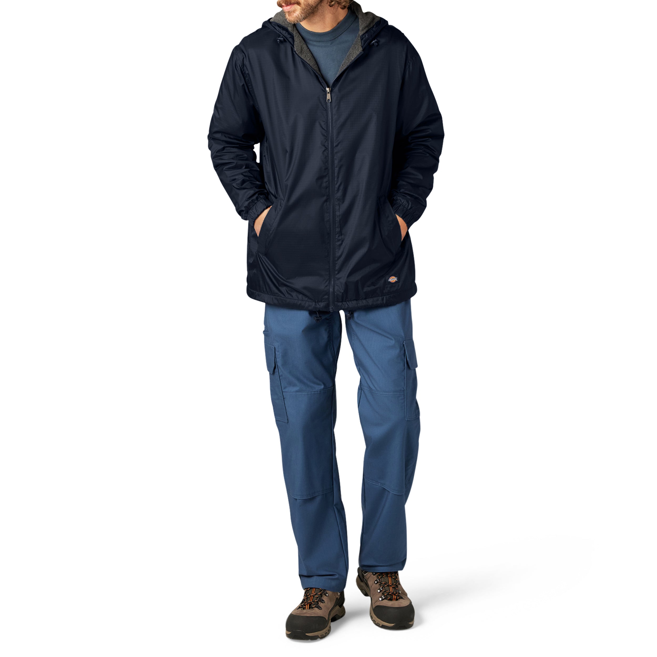 Fleece Lined Nylon Hooded Jacket