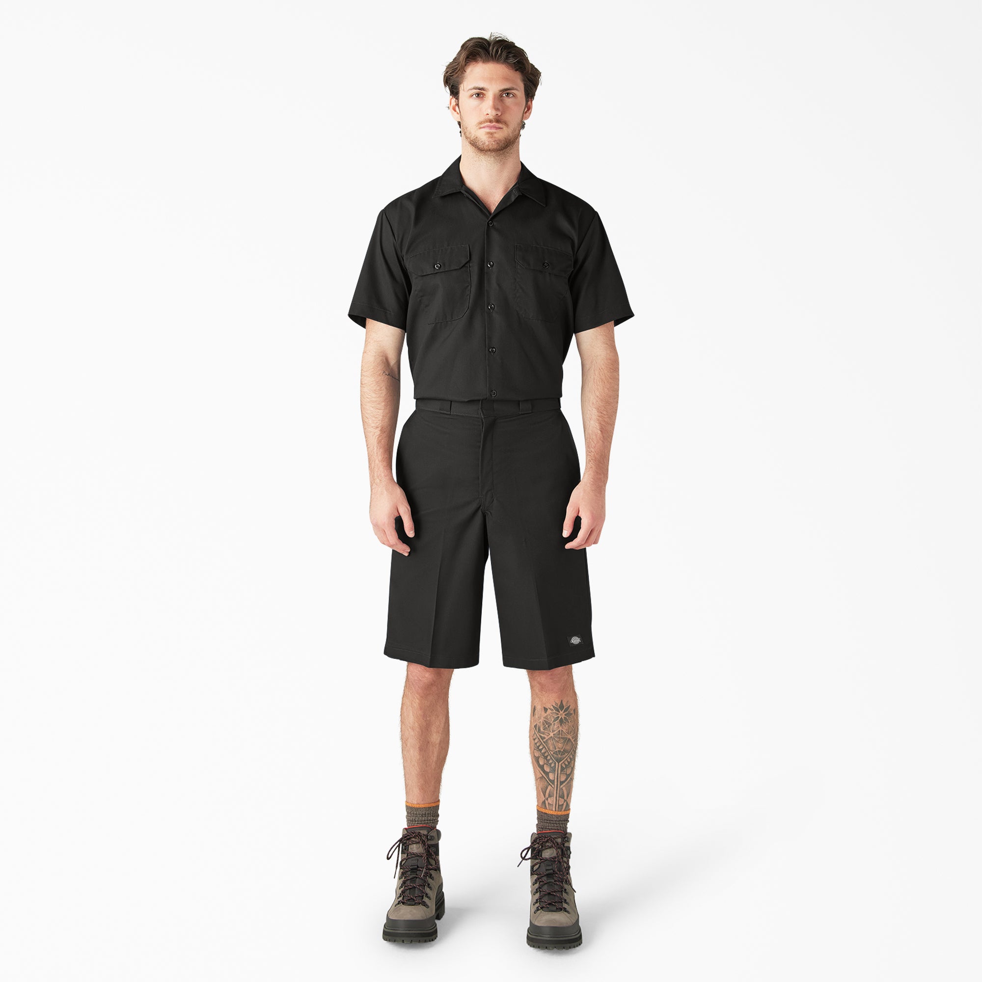 Loose Fit Flat Front Work Shorts, 13"