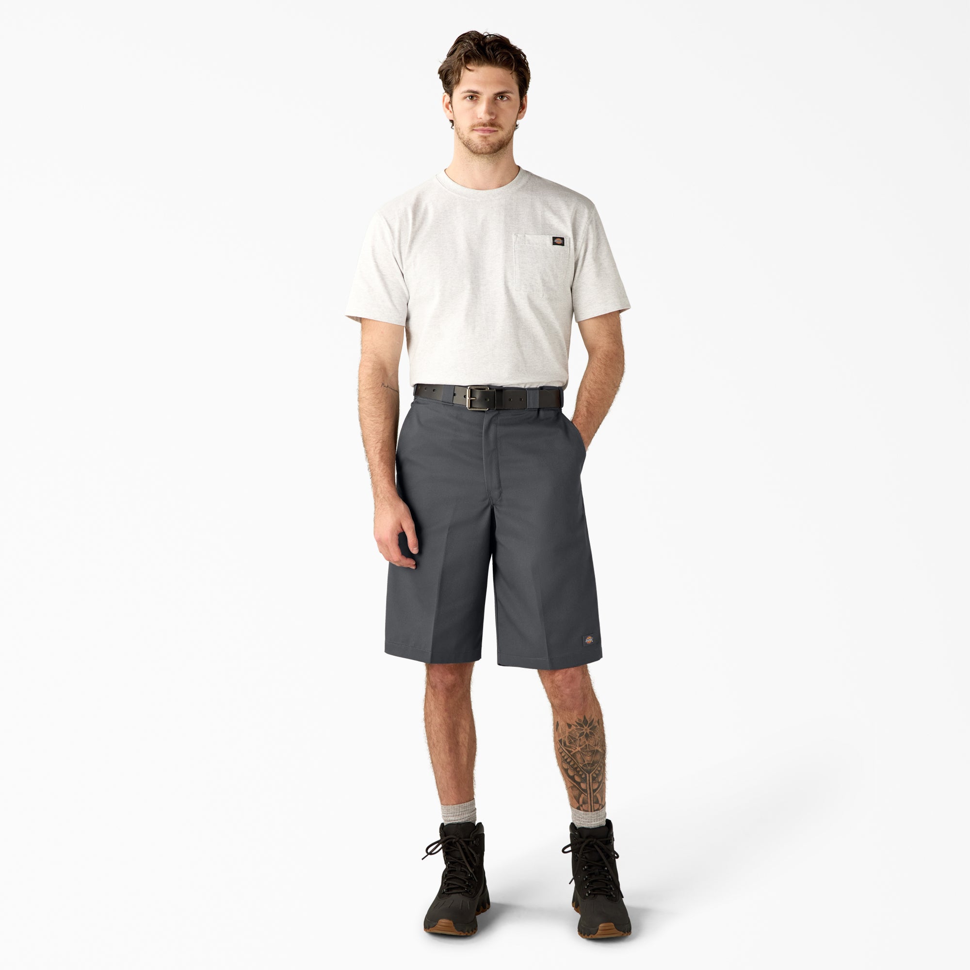 Loose Fit Flat Front Work Shorts, 13"