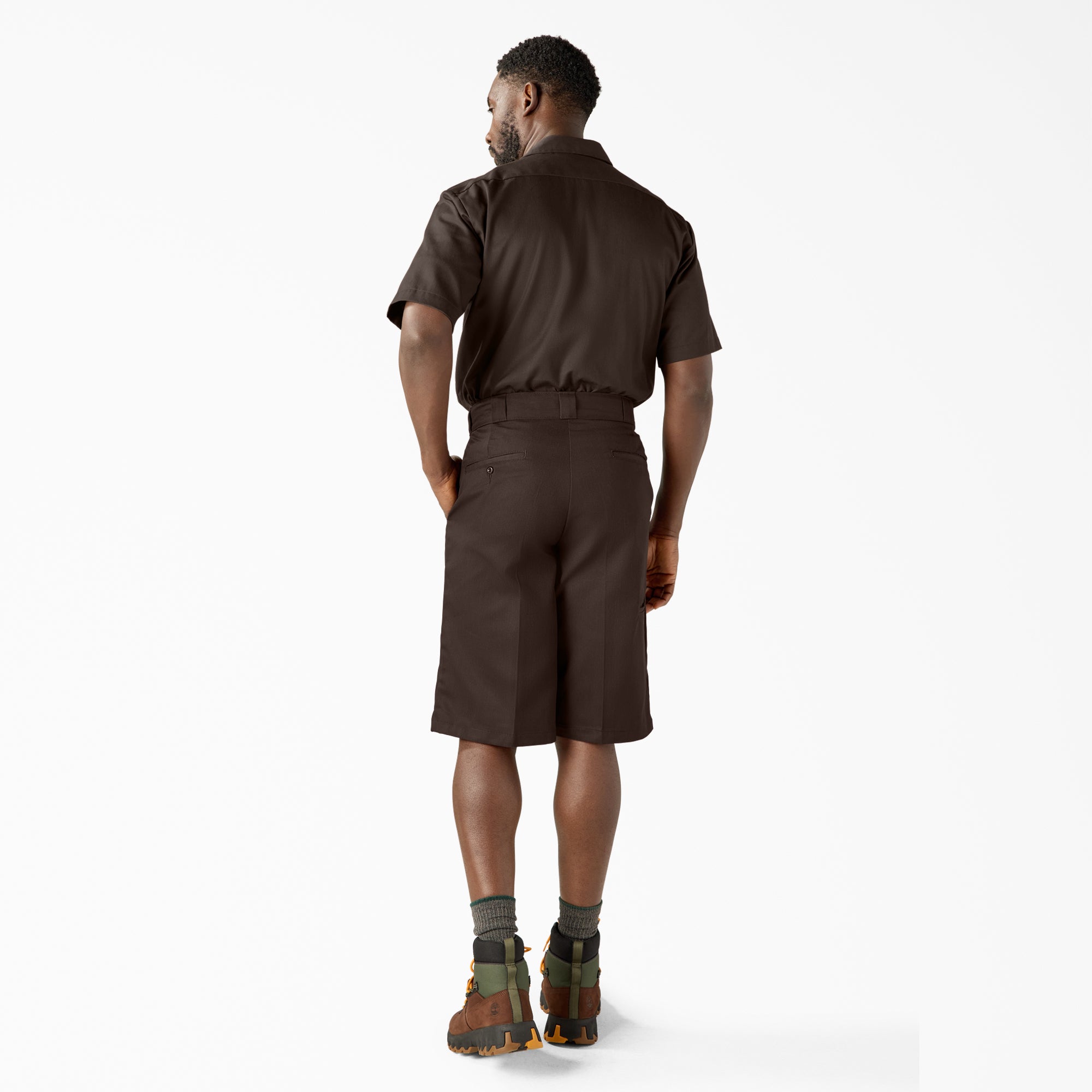 Loose Fit Flat Front Work Shorts, 13"