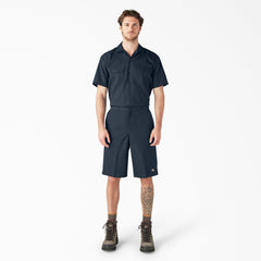 Loose Fit Flat Front Work Shorts, 13"