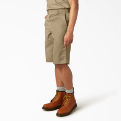 Loose Fit Flat Front Work Shorts, 13"