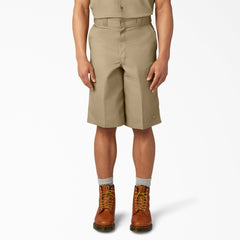 Loose Fit Flat Front Work Shorts, 13"