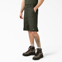 Loose Fit Flat Front Work Shorts, 13"