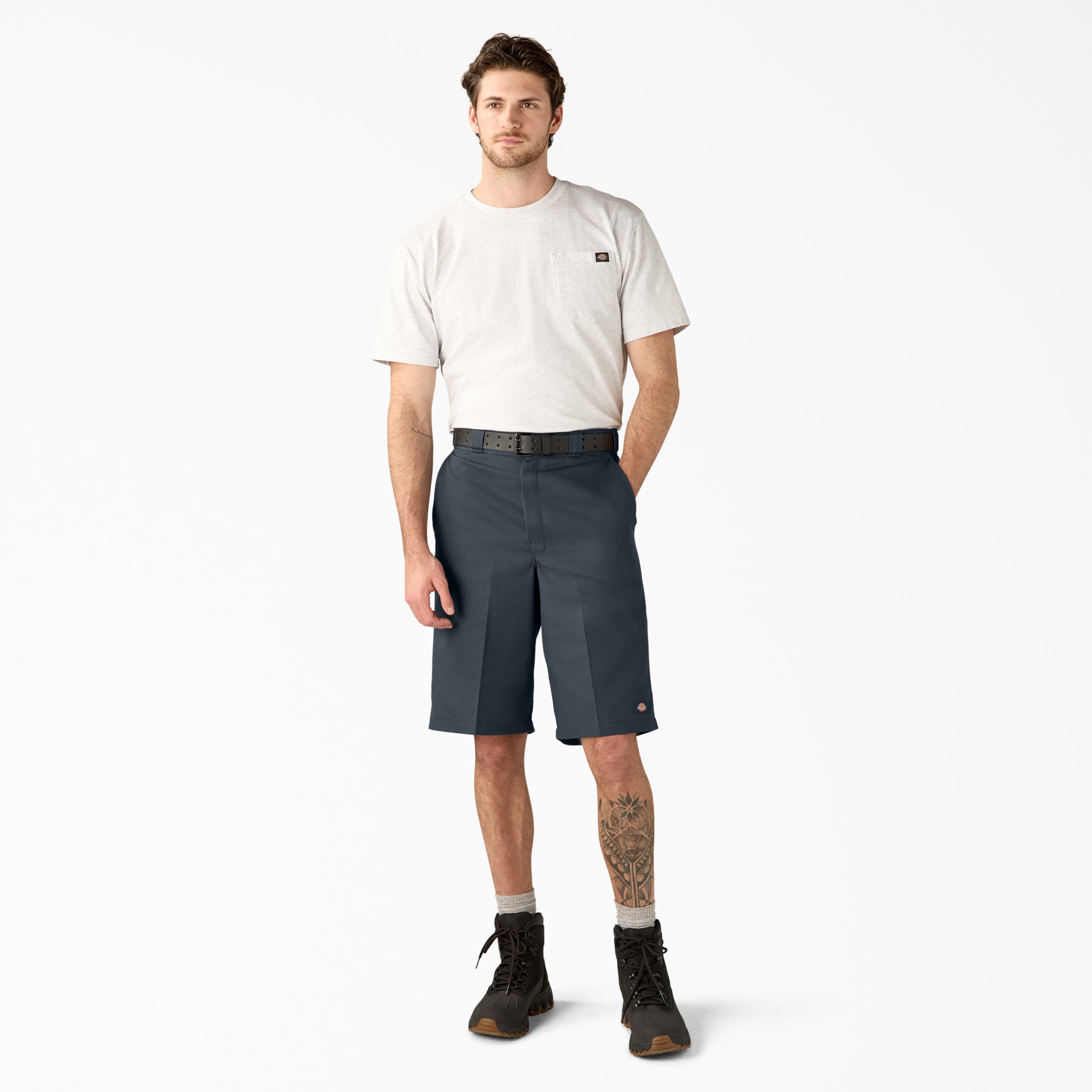 Loose Fit Flat Front Work Shorts, 13"