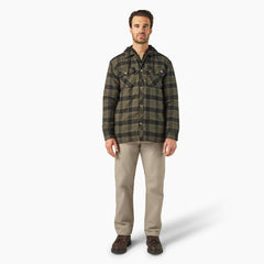 Water Repellent Flannel Hooded Shirt Jacket
