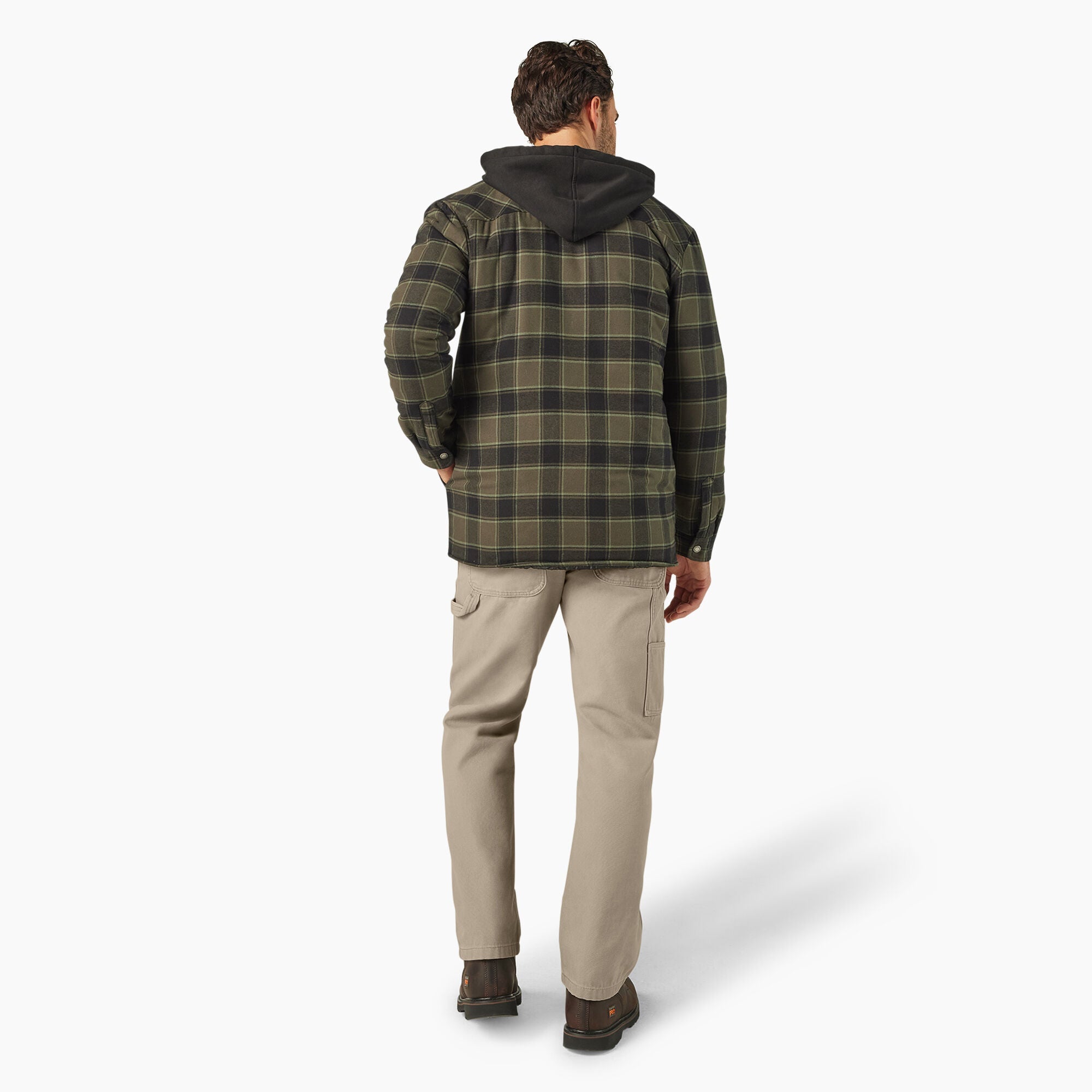 Water Repellent Flannel Hooded Shirt Jacket