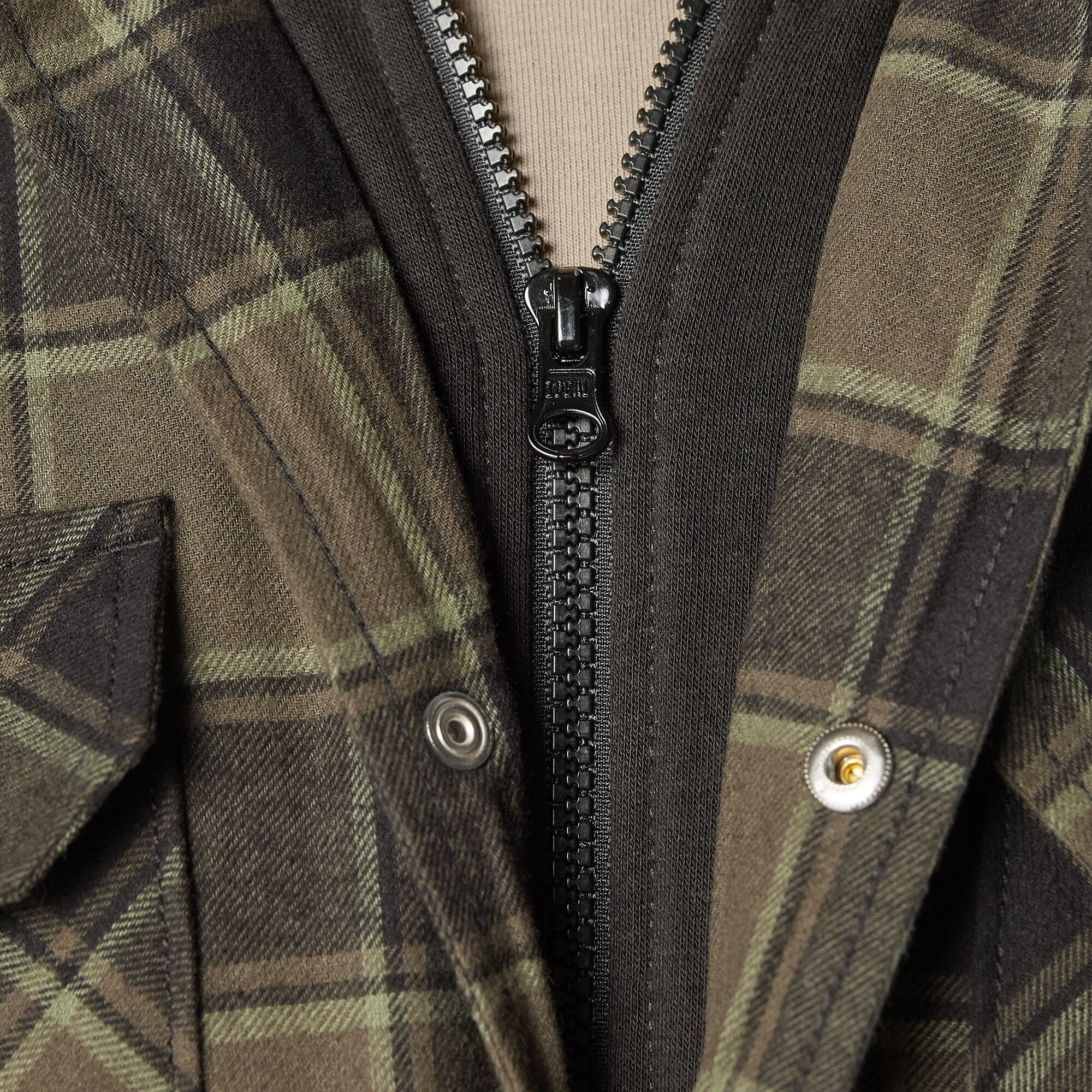 Water Repellent Flannel Hooded Shirt Jacket