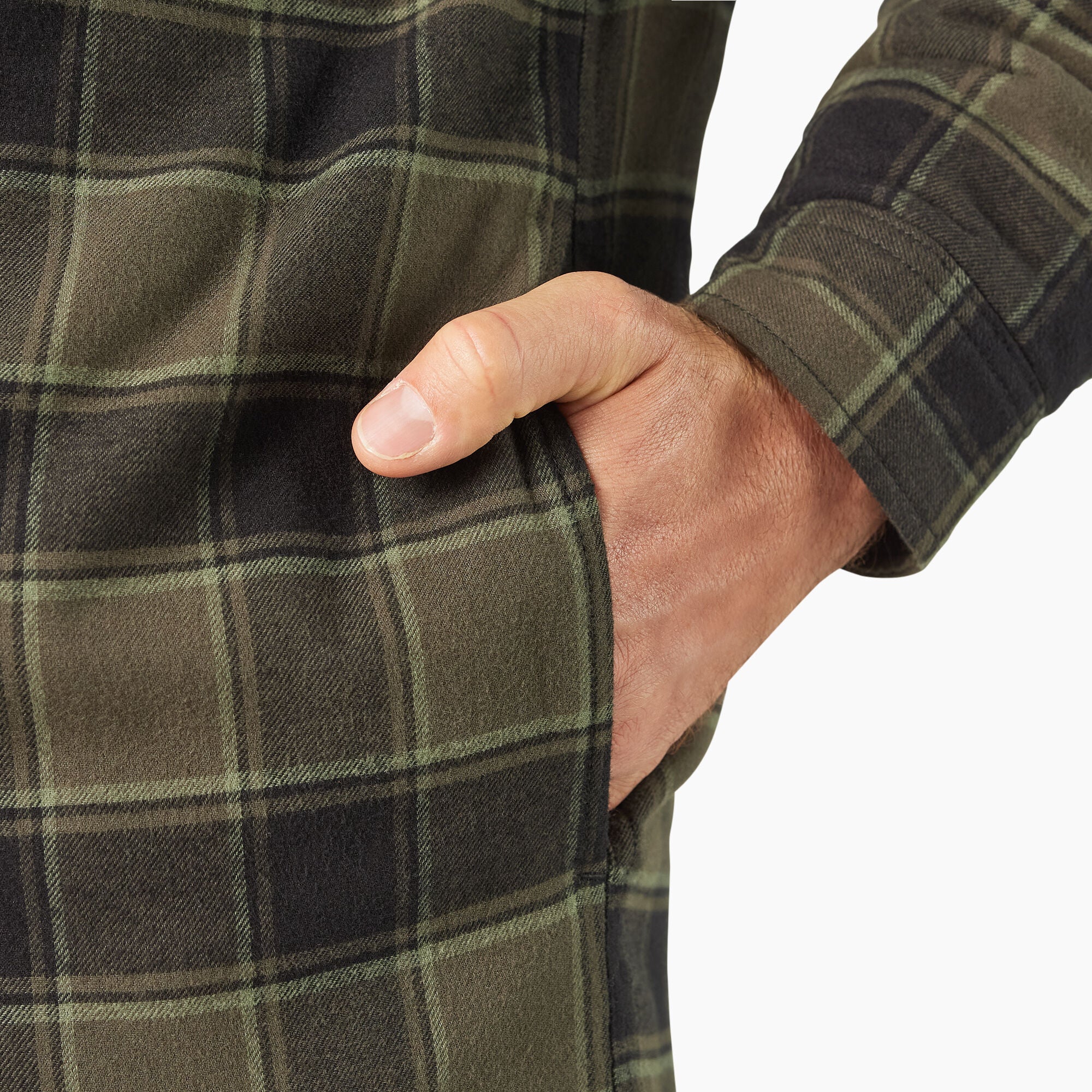 Water Repellent Flannel Hooded Shirt Jacket