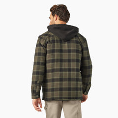 Water Repellent Flannel Hooded Shirt Jacket