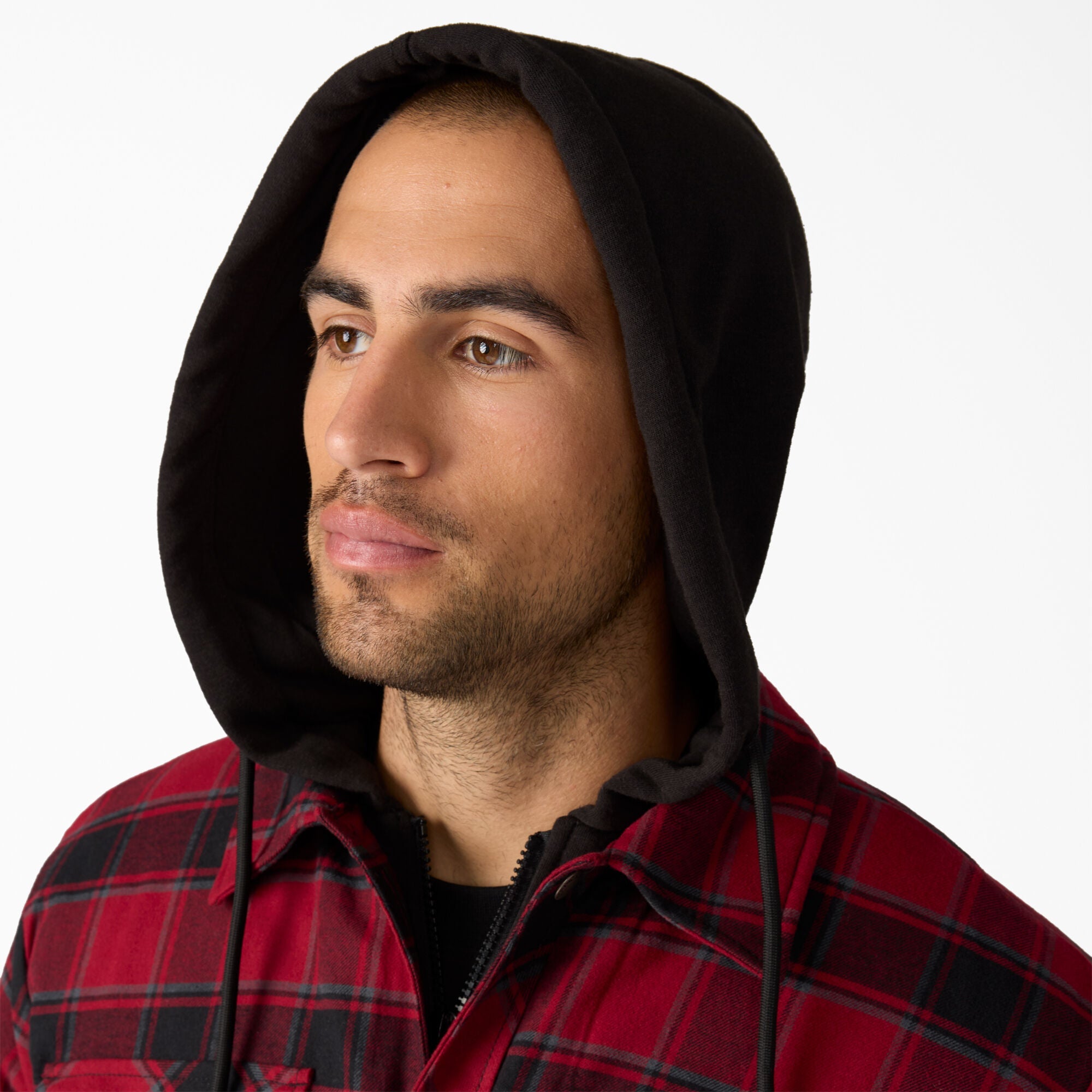 Water Repellent Flannel Hooded Shirt Jacket