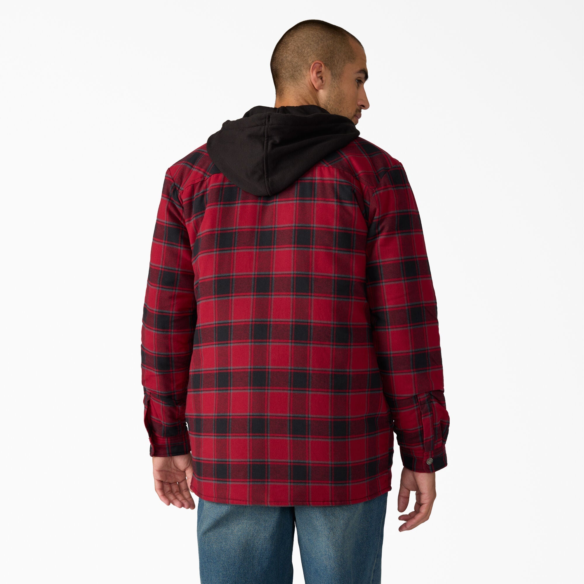 Water Repellent Flannel Hooded Shirt Jacket