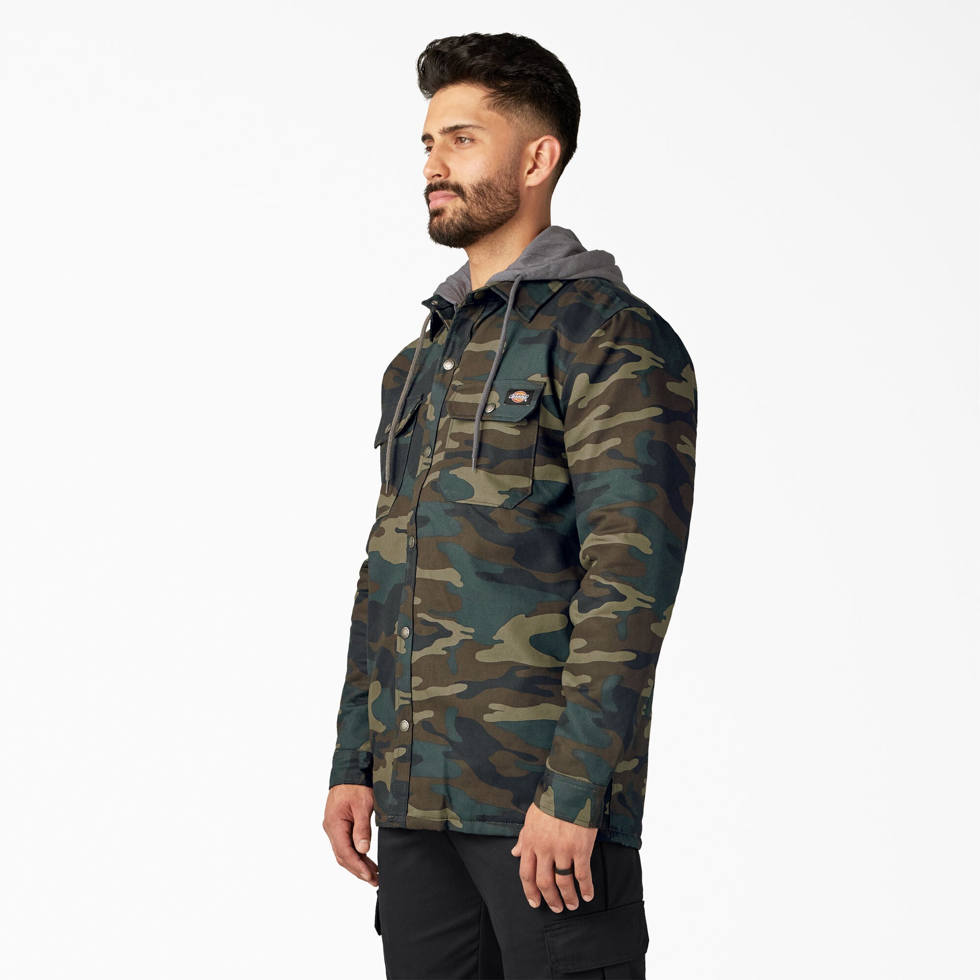 Water Repellent Duck Hooded Shirt Jacket