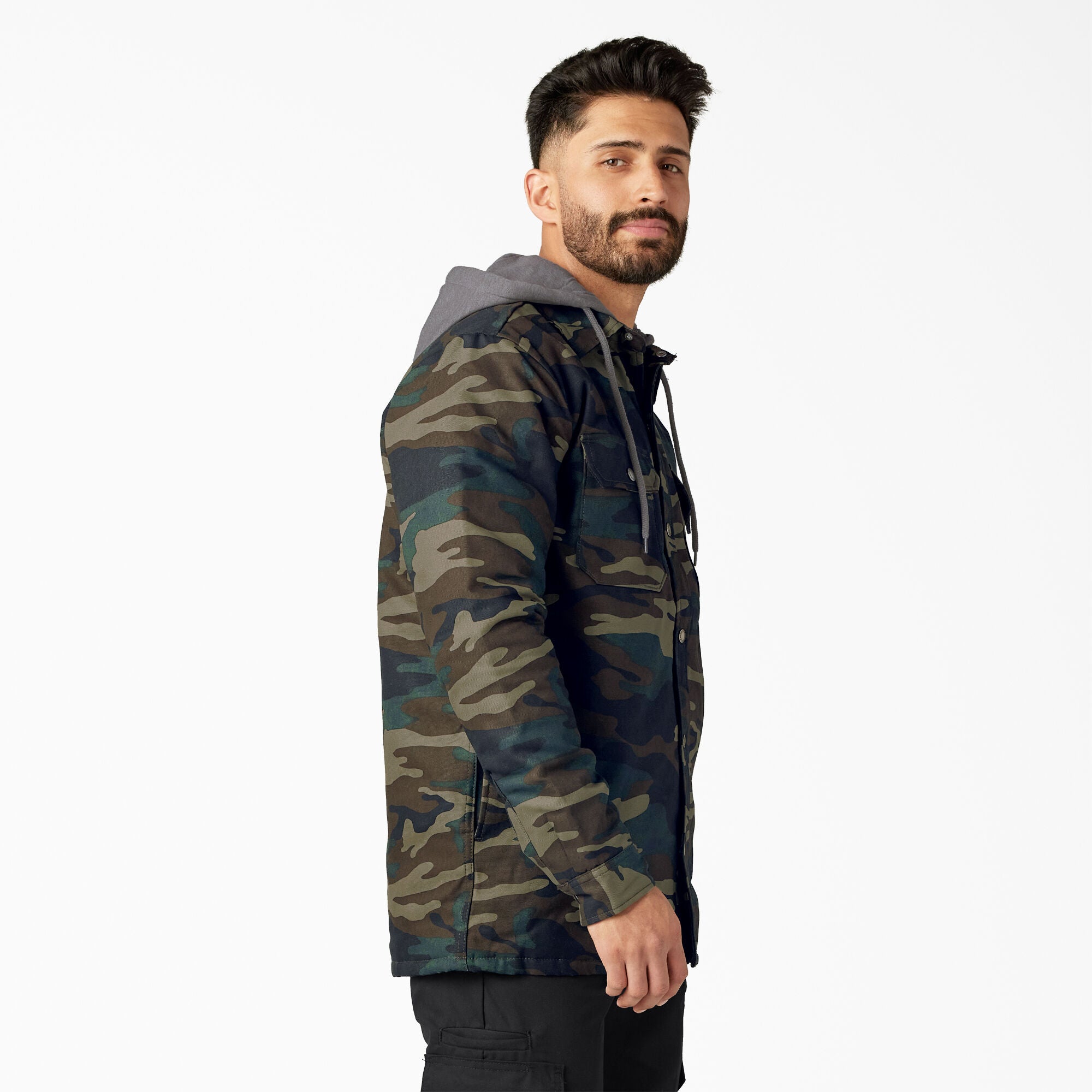 Water Repellent Duck Hooded Shirt Jacket