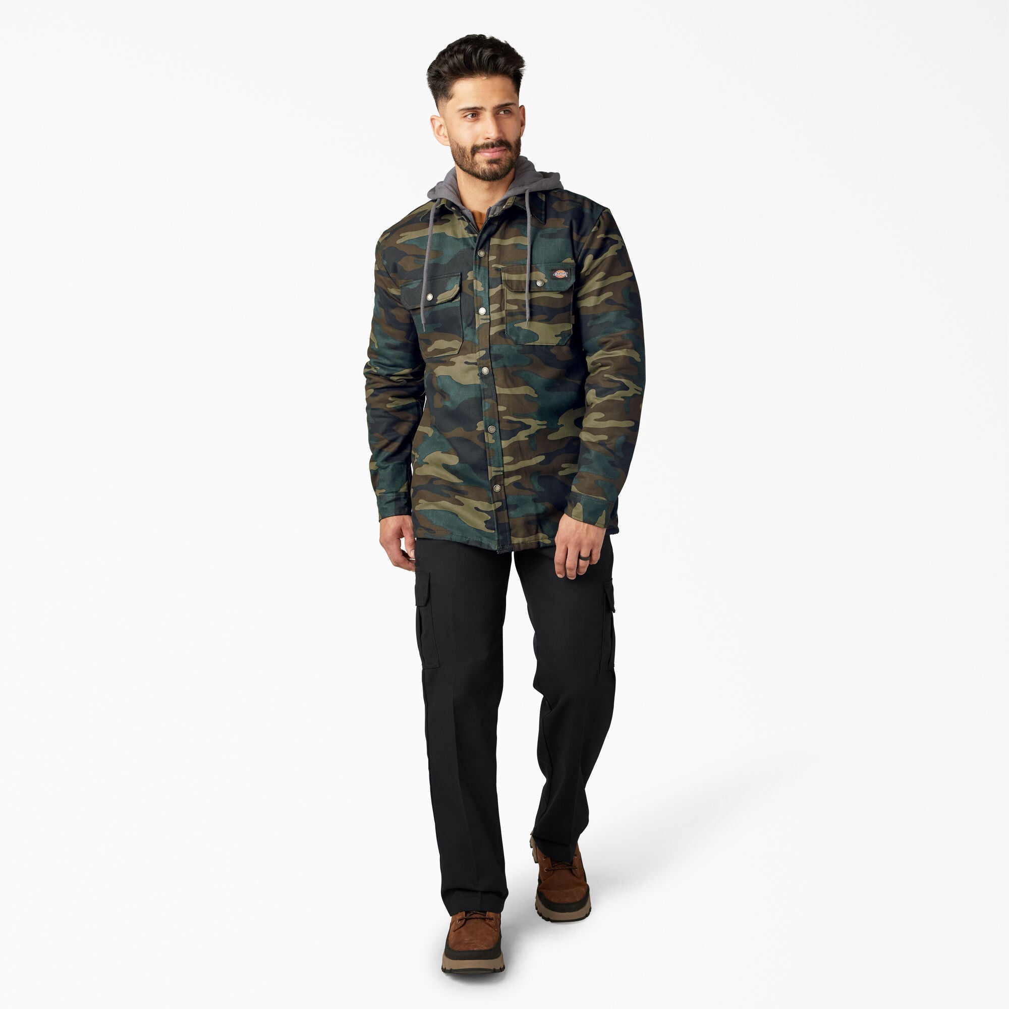 Water Repellent Duck Hooded Shirt Jacket