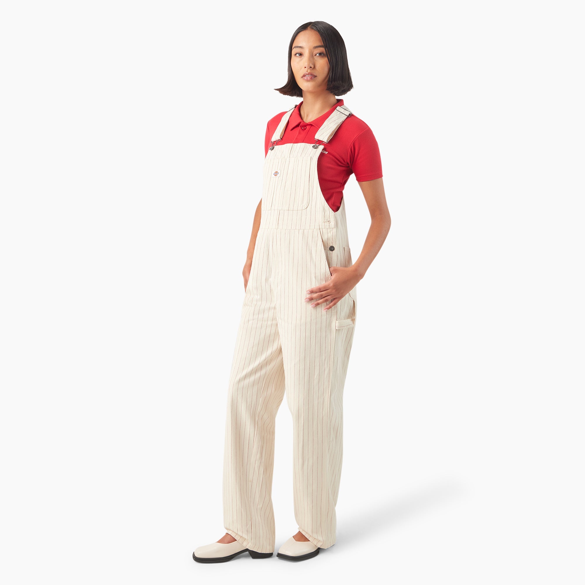 Women's Pinstripe Service Bib Overalls