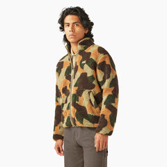 Relaxed Fit High Pile Fleece Camo Jacket