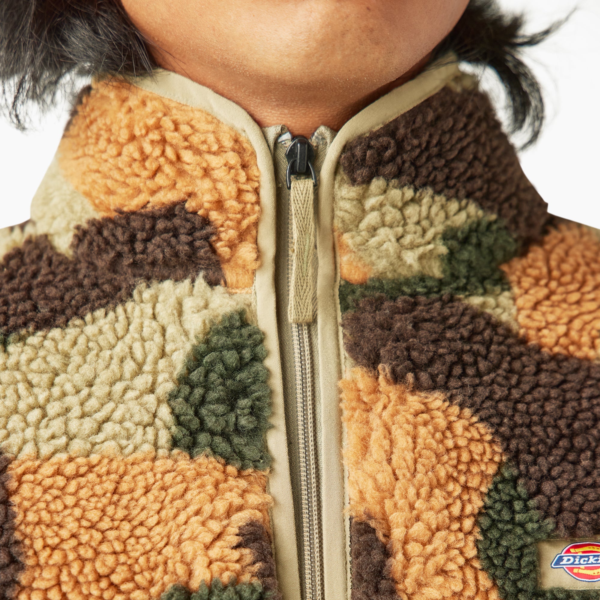 Relaxed Fit High Pile Fleece Camo Jacket
