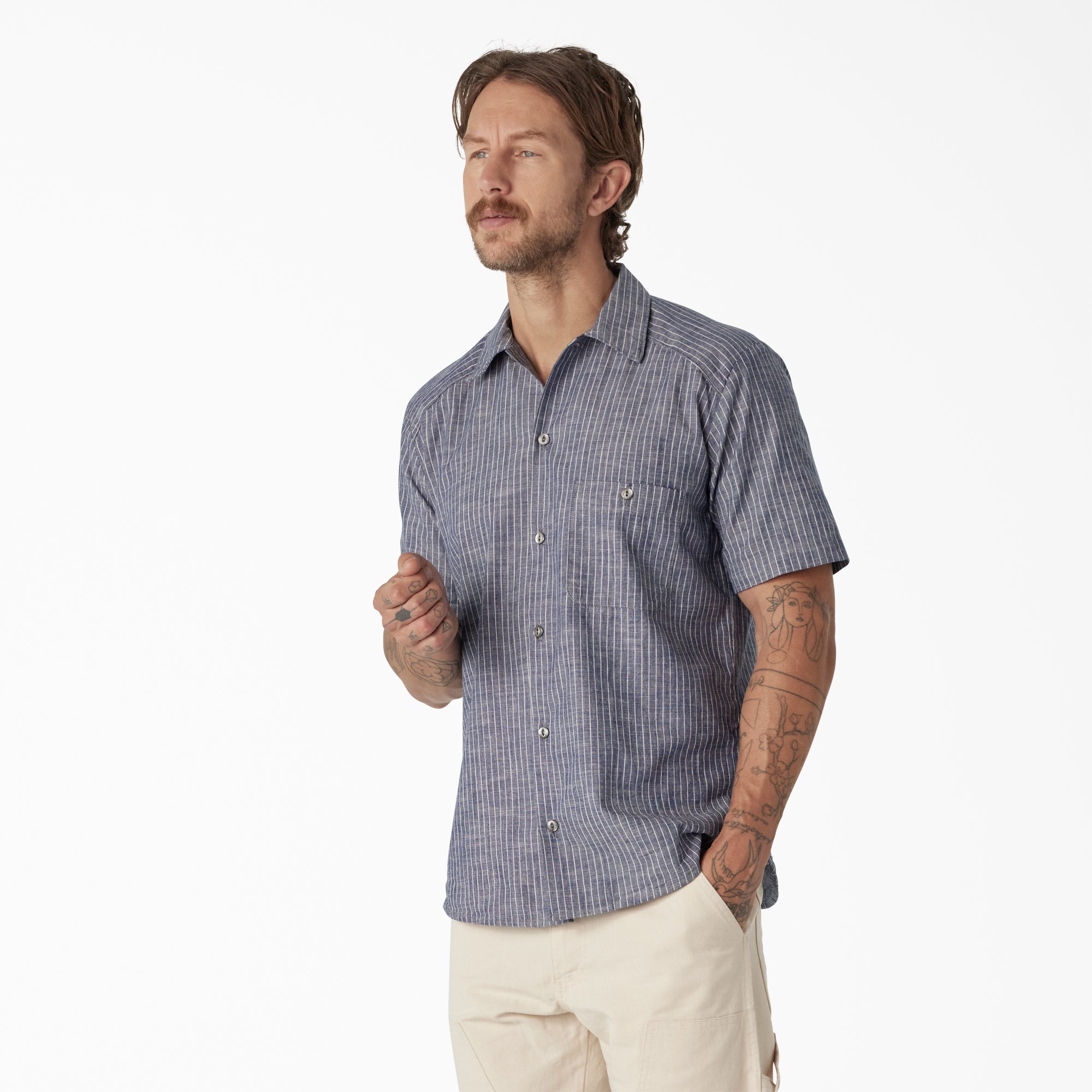 Dickies 1922 Short Sleeve Striped Chambray Shirt