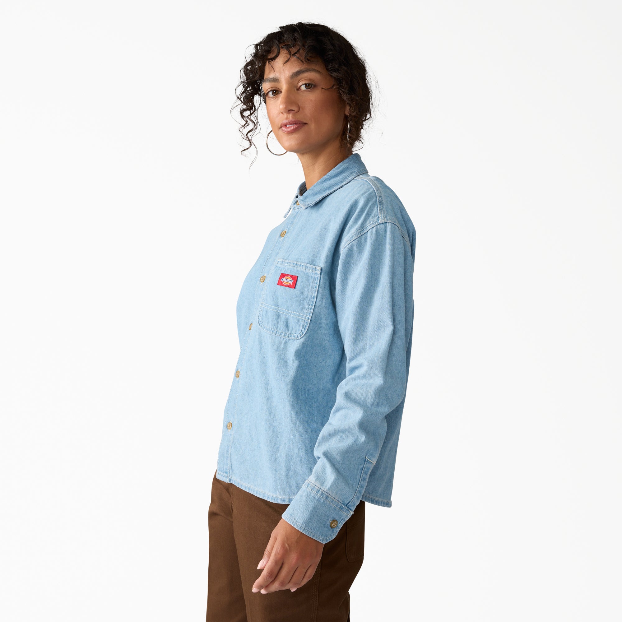 Women's Lightweight Long Sleeve Denim Shirt