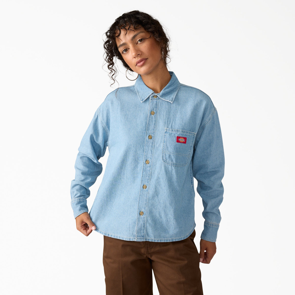 Women's Lightweight Long Sleeve Denim Shirt