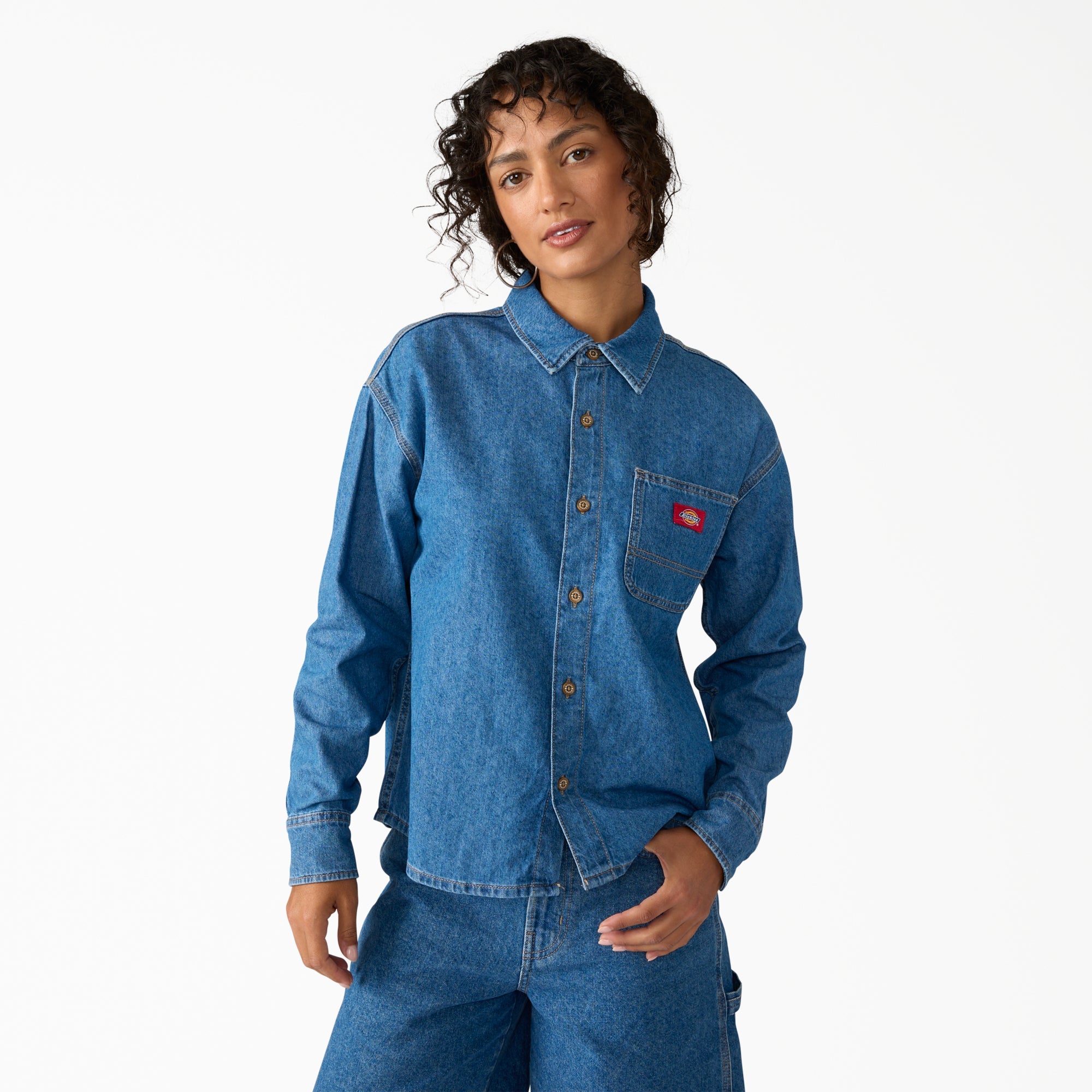Women's Lightweight Long Sleeve Denim Shirt