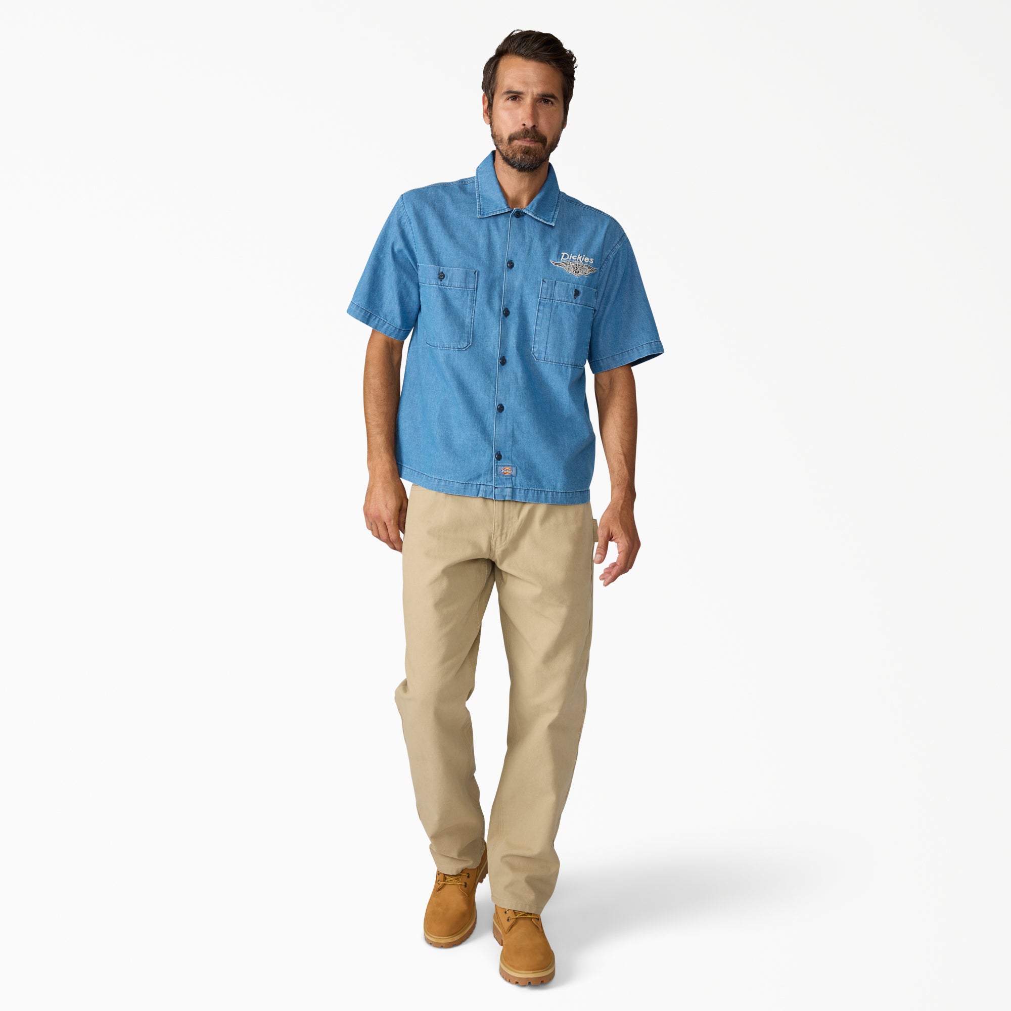 Dickies x Harley-Davidson® Boxy Fit Chambray Embroidered Work Shirt
