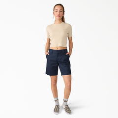 Women's Super Flex Flat Front Shorts, 9"