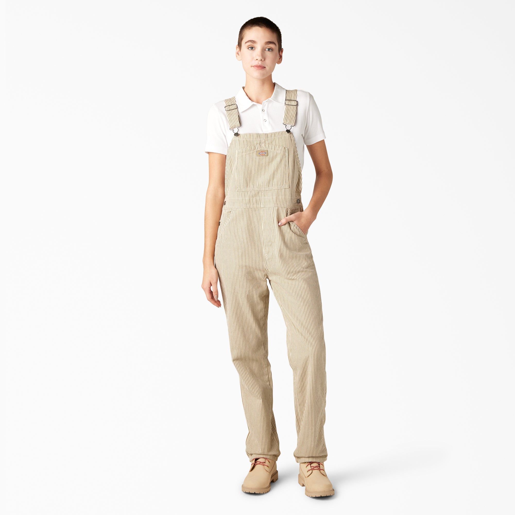 Women's Regular Fit Hickory Stripe Bib Overalls