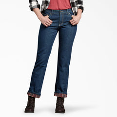 Women's Denim Flannel Lined Relaxed Fit Jeans