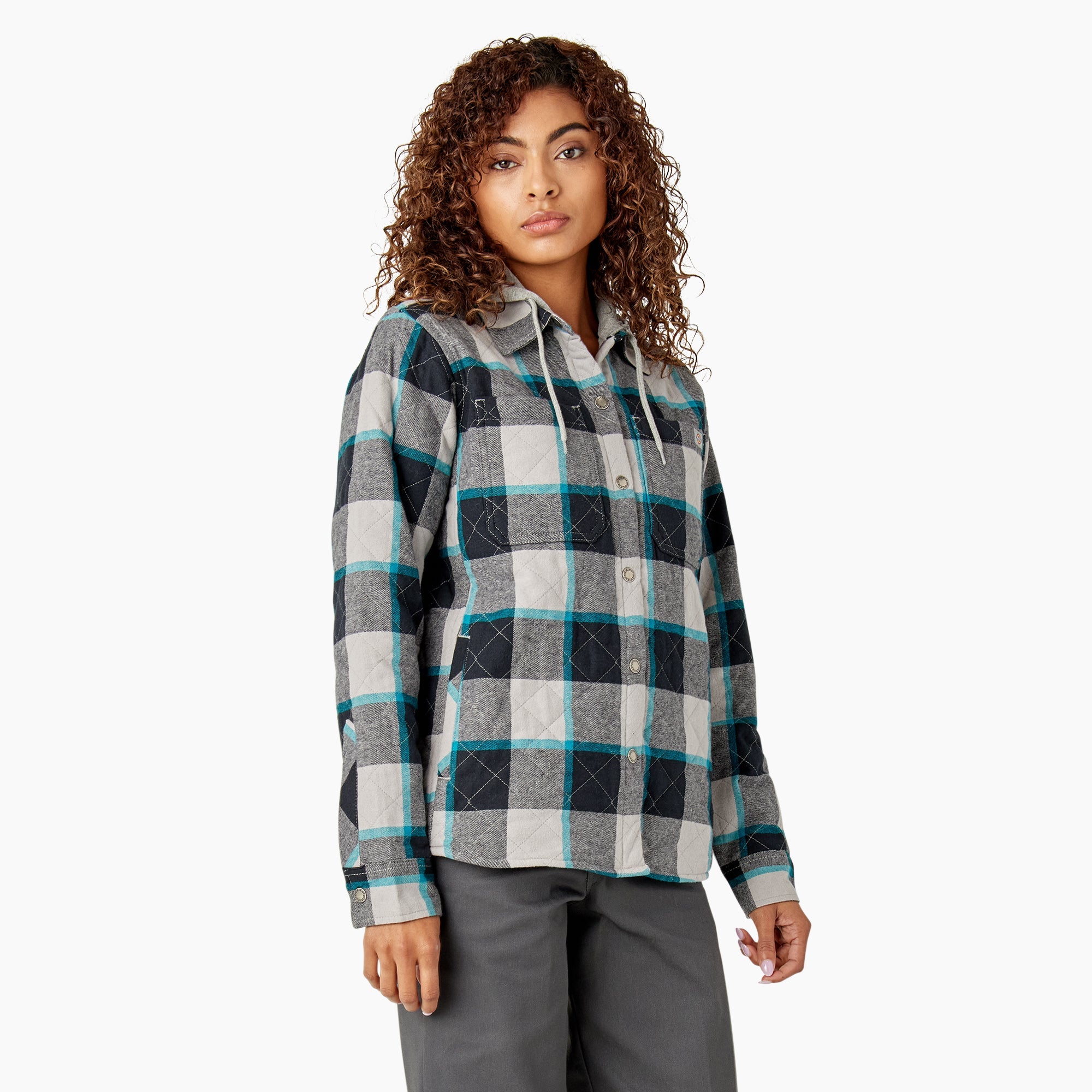 Women's Flannel Hooded Shirt Jacket